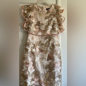 Lulu's Cream and Pink Embroidered Dress